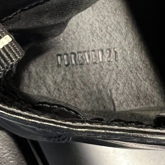 Forever 21 Womens Black Chunky Platform Boots LaceUp RoundToe BlockHeel Size 6 - Picture 9 of 9